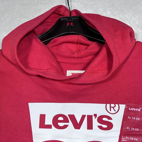 Levi's Sweatshirt Boys Kids Size X-Large Red Long Sleeve Pullover Hoodie - Picture 3 of 16